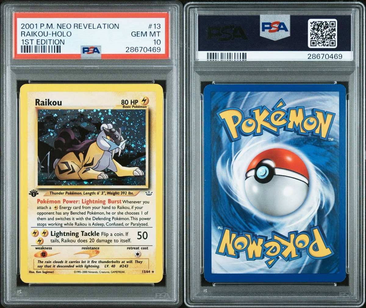 2001 Pokemon Raikou Neo Revelation 1st Edition #13 PSA 10 Gem Mint SWIRL POP- 36 – Photo 3