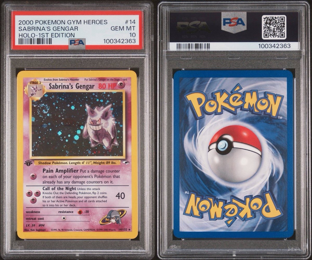 Sabrina's Gengar 1st Edition Holo 2000 Gym Heroes PSA 10 SWIRL 🔮👻 POP - 114 – Photo 3