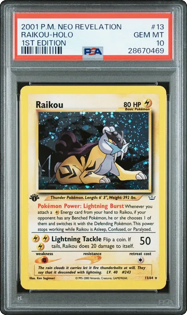 2001 Pokemon Raikou Neo Revelation 1st Edition #13 PSA 10 Gem Mint SWIRL POP- 36